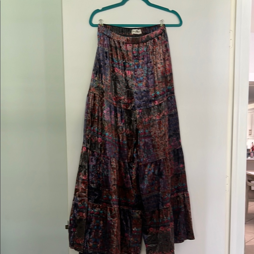 NATURAL LIFE Red and Blue Tiered Maxi palazzo pants